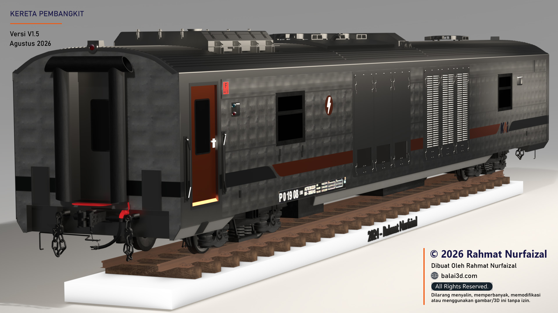 Model 3D Kereta Pembangkit Stainless Steel